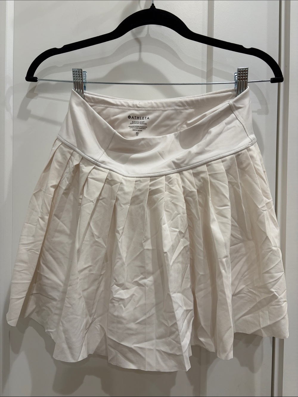 Athleta White Pleated Skater Skirt